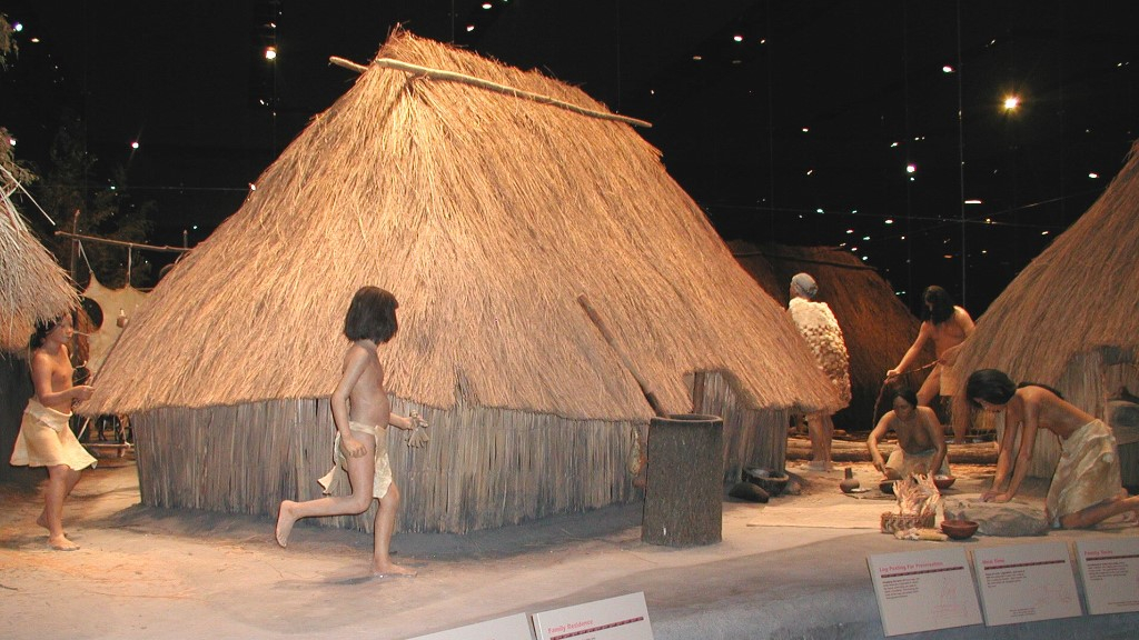 Exhibit at Cahokia Mounds featuring prehistoric children in their village