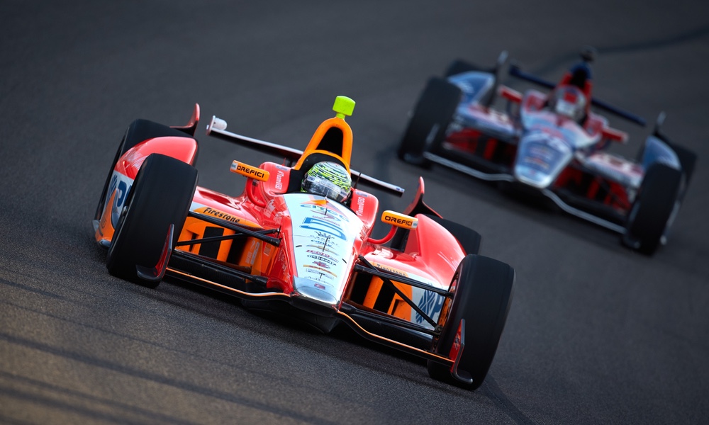 Indy cars on race track